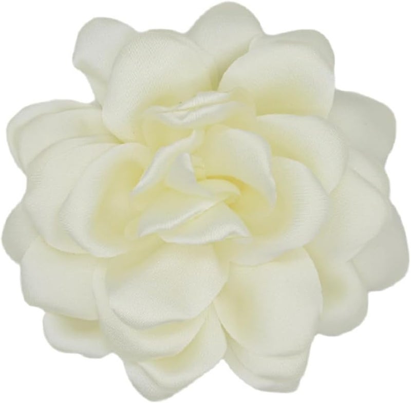 Decixde Satin Fabric Rose Flower Brooches - Handmade Floral Accessory for Wedding Party Dance Banquet Ceremony - Size: 4.72in - Image 5